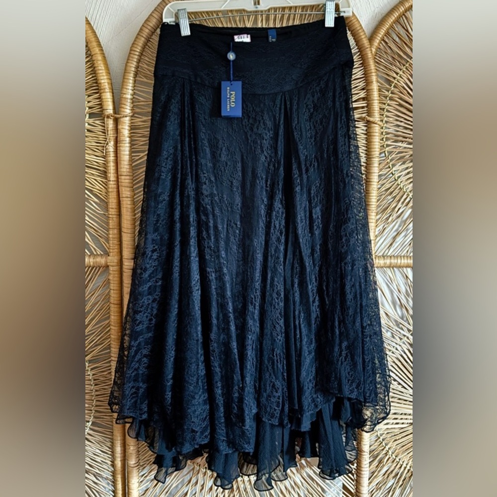 Stunning vintage rare Ralph Lauren silk lace skirt.